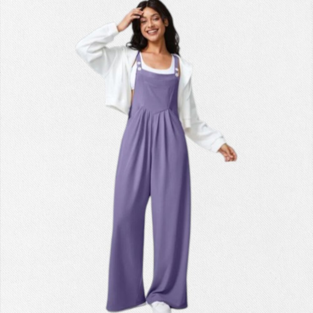 Women’s Lavender Wide-Leg Jumpsuit Overalls